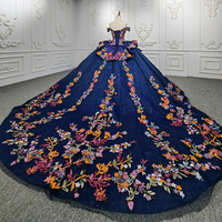 Robes de Quinceañera de luxe en bleu foncé avec une traîne longue Jancember 9945-B