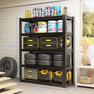Estantería Metálica Ajustable de 5 Niveles para Garaje, sin Pernos, con Protección Anticorrosión y Recubrimiento en Polvo, Sistema de Almacenamiento con Capacidad para 150 kg - Product Image 3