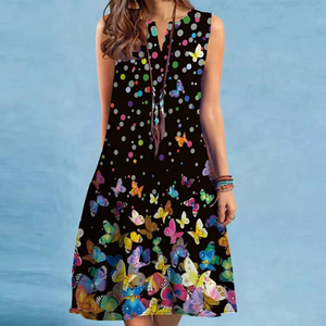 2024 verano Europeo Americano mujer vestido de fiesta cuello en V sin mangas Sexy estampado sólido dobladillo grande caído recto borde cruzado - Product Image 6