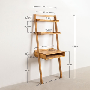 Minimalist Home Decoration Nordic Style Furniture Handcrafted Floating <strong>Wooden</strong> Table Oak Wood <strong>Desk</strong> With Shelves - Product Image 5