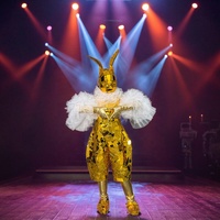 Disfraz de Conejo Moderno Reflectante Dorado Hecho a Mano, Duradero, para Halloween, Acción de Gracias, Ramadán, Navidad, Año Nuevo, Fiestas y Eventos Callejeros