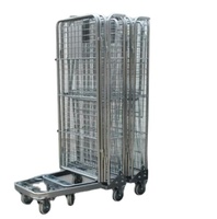 Logistique d'entrepôt Conteneur à rouleaux pliable Cage à rouleaux Palettes à rouleaux Chariot de marchandises Chariot en fil métallique Chariot de stockage en treillis métallique