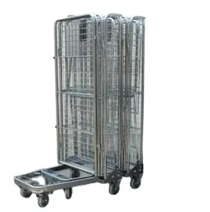 Warenlager Logistik faltbare Rolle Container Rolle Käfig Rolle Paletten Warenkorb Metalldraht Trolley Metallgeflecht-Versandkorb