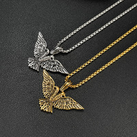 Collar con Colgante de Águila de Acero Inoxidable Estilo Punk Rock para Hombre, Collar con Colgante de Alas de Águila, Joyería de Regalo, Chapado en Oro de 18K