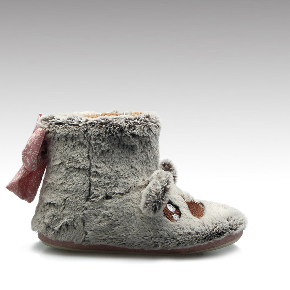 HC-860 высококачественные зимние теплые домашние пушистые детские ботинки с животными и бантом