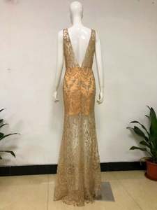 Vestido de noche de las mujeres Vestido de fiesta dorado Bling Sirena Lentejuelas Señoras Vestidos de desgaste formal - Product Image 5