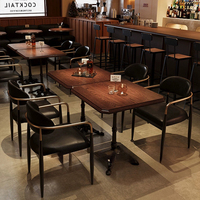 Table de café rétro moderne chaises Table basse en bois et fer pour dîner Dessert boulangerie affichage meubles de restaurant pour cafés