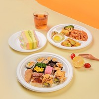 25 assiettes jetables blanches en bagasse biodégradable et compostable de 16,5 cm, micro-ondables, pour desserts de fête