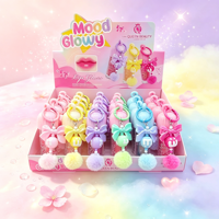 Gloss à lèvres 2-en-1 avec breloque de sac, design porte-clés mignon, hydratant, effet brillant verre, boîte de présentation de 12 pièces, vente en gros
