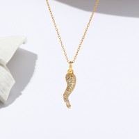 Collier pendentif en argent 925 plaqué or en forme de poivre, micro-incrusté de zircon, tridimensionnel, chaîne de clavicule, cadeau de fiançailles
