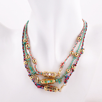 Collier en cordon de coton naturel avec nœud d'amour, rose/vert/bleu, bijoux tendance, fête, été, plage, cadeau pour elle