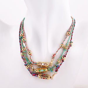 Collier en cordon de coton naturel avec nœud d'<span class=keywords><strong>amour</strong></span>, rose/vert/bleu, bijoux tendance, fête, été, plage, cadeau pour elle - Product Image 2