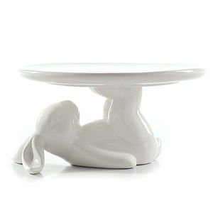 Alzata per Torte in Ceramica Bianca, Piatti per Dessert e Snack, <span class=keywords><strong>Porta</strong></span> Dolci a Forma di Coniglio, Decorazione Pasquale - Product Image 1