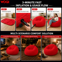 Fauteuil pouf gonflable WOQI portable, super doux et pliable, pour salon, terrasse et jardin