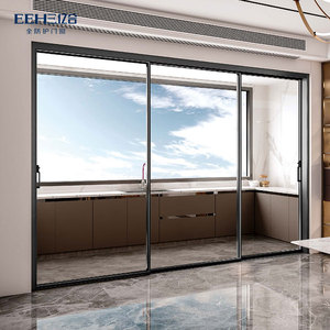 Puerta Corredera Triple Automatizada para Esquina de <span class=keywords><strong>Cocina</strong></span>, Puerta Corredera de Vidrio de Aluminio Totalmente Automatizada - Product Image 6