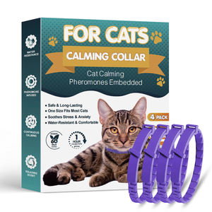 Venta al por mayor paquete de 4 piezas de silicona de alta calidad gato calmante Collar longitud ajustable patrón de animales bufanda reduce la ansiedad de las mascotas - Product Image 1