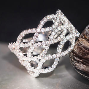 Dj098 Anello di Lusso da Donna in Oro Bianco con Diamante Taglio Brillante Rotondo Colore G Gioiello Naturale per Matrimonio 14K Lavorazione Artigianale di Alta Qualità - Product Image 2