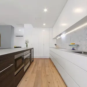 Desain Lemari Dapur Cabinetri Dapur Matte Putih Kilau Tinggi Kustom