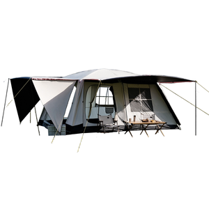 Tente de camping Gofun pour 10 personnes, en tissu Oxford noir, double couche, quatre saisons, deux chambres, trois vestibules, grande taille - Product Image 1