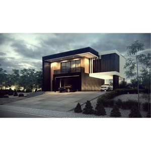 Villa modulaire à deux étages avec toit plat et un grand <span class=keywords><strong>garage</strong></span> pouvant accueillir deux voitures - Product Image 1