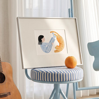 Peinture décorative moderne inspirée d'Instagram de style coréen pour chaton, cadre argenté, art mural pour salon, chambre à coucher, salle à manger