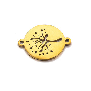 <span class=keywords><strong>Bracelet</strong></span> en acier inoxydable doré breloques rondes avec deux trous breloque <span class=keywords><strong>arbre</strong></span> <span class=keywords><strong>de</strong></span> <span class=keywords><strong>vie</strong></span> pour <span class=keywords><strong>bracelet</strong></span> <span class=keywords><strong>cordon</strong></span> - Product Image 3