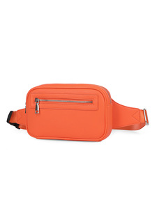 Unisex Waist <b>Bag</b> Microfiber Synthetic Leather Zipper Closure Cycling Style Convenient Fanny Pack <b>Black</b> Orange - Product Image 2