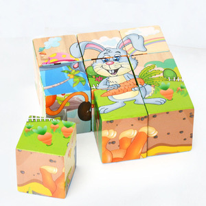 Montessori <span class=keywords><strong>9</strong></span> pièces 6 faces <span class=keywords><strong>Cubes</strong></span> d'animaux de dessin animé <span class=keywords><strong>Puzzle</strong></span> en bois <span class=keywords><strong>Puzzle</strong></span> en bois 3D Jouet - Product Image 5