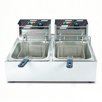 Friteuse électrique professionnelle de comptoir, 1 cuve, 2 paniers, 12 L, en acier inoxydable, chauffage rapide pour restaurant de restauration rapide et snack-bar
