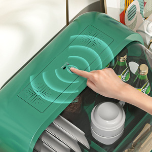 Disinfecting Dish Rack With Lid Countertop Small Dish Cabinet Kitchen Draining Rack Rectangle Shape Flip Top Design - Product Image 3