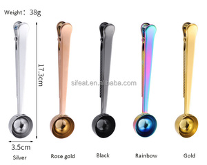 Food Grade 2 In 1 Sendok Teh Kopi Baja Antikarat, Sendok Takar Kopi dengan Klip Tas - Product Image 5