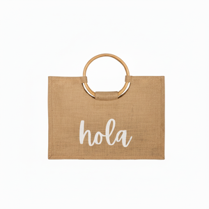 Customized Logo Colorful Eco-friendly <b>Jute</b> <b>Tote</b> Shopping <b>Bag</b> with Wood Handle for Weddings and Beach Promotions - Product Image 1