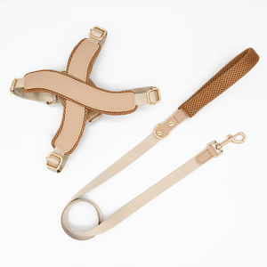 Luxo Couro <span class=keywords><strong>Dog</strong></span> <span class=keywords><strong>Harness</strong></span> Leash Set Ajustável Atacado Abastecido Fabricação Reciclado Personalizado Pequeno Pet Peito Leva Caminhada - Product Image 6