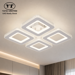 Plafonnier LED carré moderne en acrylique 40W, tricolore, dimmable, CRI élevé, montage en surface pour maison, chambre, salon - Product Image 1