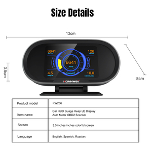 Nhà Máy ban đầu konnwei kw206 Máy quét OBD2 <span class=keywords><strong>HUD</strong></span> đầu lên màn hình với 2 trong 1 On-Board - Product Image 4