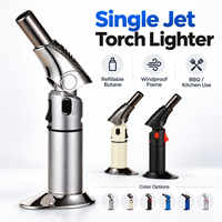 Briquet torche de cuisine YIZHENG YZ-090 en acier inoxydable et cuivre, coupe-vent, rechargeable au butane, pour barbecue, cuisson, pâtisserie, camping