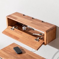 Boîte de rangement en bois gravée, style moderne, portable, multifonction, pour routeur, avec étagère de tri suspendue – Meilleure vente