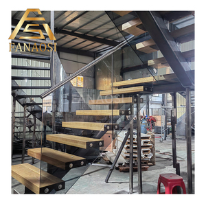 <span class=keywords><strong>Escalier</strong></span> droit à poutre centrale en pierre de quartz pour appartement moderne avec garde-corps en verre <span class=keywords><strong>ou</strong></span> en acier inoxydable - Product Image 3