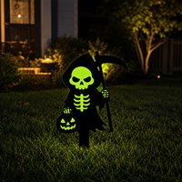 Décorations d'Halloween phosphorescentes pour jardin : panneaux, citrouilles, maisons hantées, squelettes, pierres tombales, écrevisses pour pelouse et allées extérieures