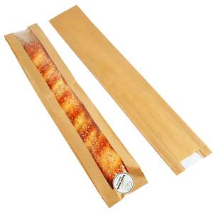 Bolsa de Papel Kraft para Panadería, Impresa Personalizada, Resistente a la Grasa y al Aceite, para Donas, Baguettes Francesas y Tostadas, con Ventana Transparente - Product Image 1