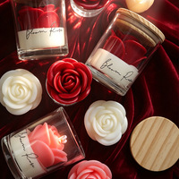 Décoration d'intérieur, bougies parfumées artisanales de luxe en forme de rose, cadeau créatif pour mariage, Saint-Valentin, pot en verre, bougies en cire de soja parfumées