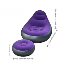 Fauteuil gonflable moderne et confortable avec repose-pieds assorti, siège pneumatique pliable et portable pour dortoir, chambre et extérieur