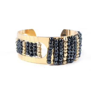 Bracelet tressé plaqué or style punk, très tendance, avec contraste de couleurs unique et design de tissage mica à la mode - Product Image 6