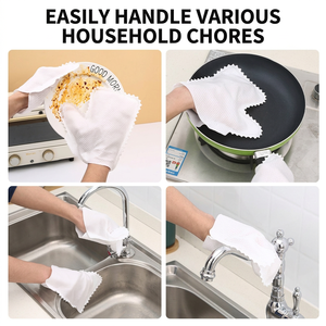 Gants de nettoyage réutilisables en tissu non tissé pour personne pressée, épaisseur moyenne, résistants à l'eau, pour la vaisselle et le nettoyage de cuisine, blancs - Product Image 5