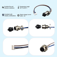 Connecteur femelle circulaire M12 5 broches étanche IP66 à montage sur panneau avec boîtier en acier inoxydable et faisceau de câbles 26 AWG