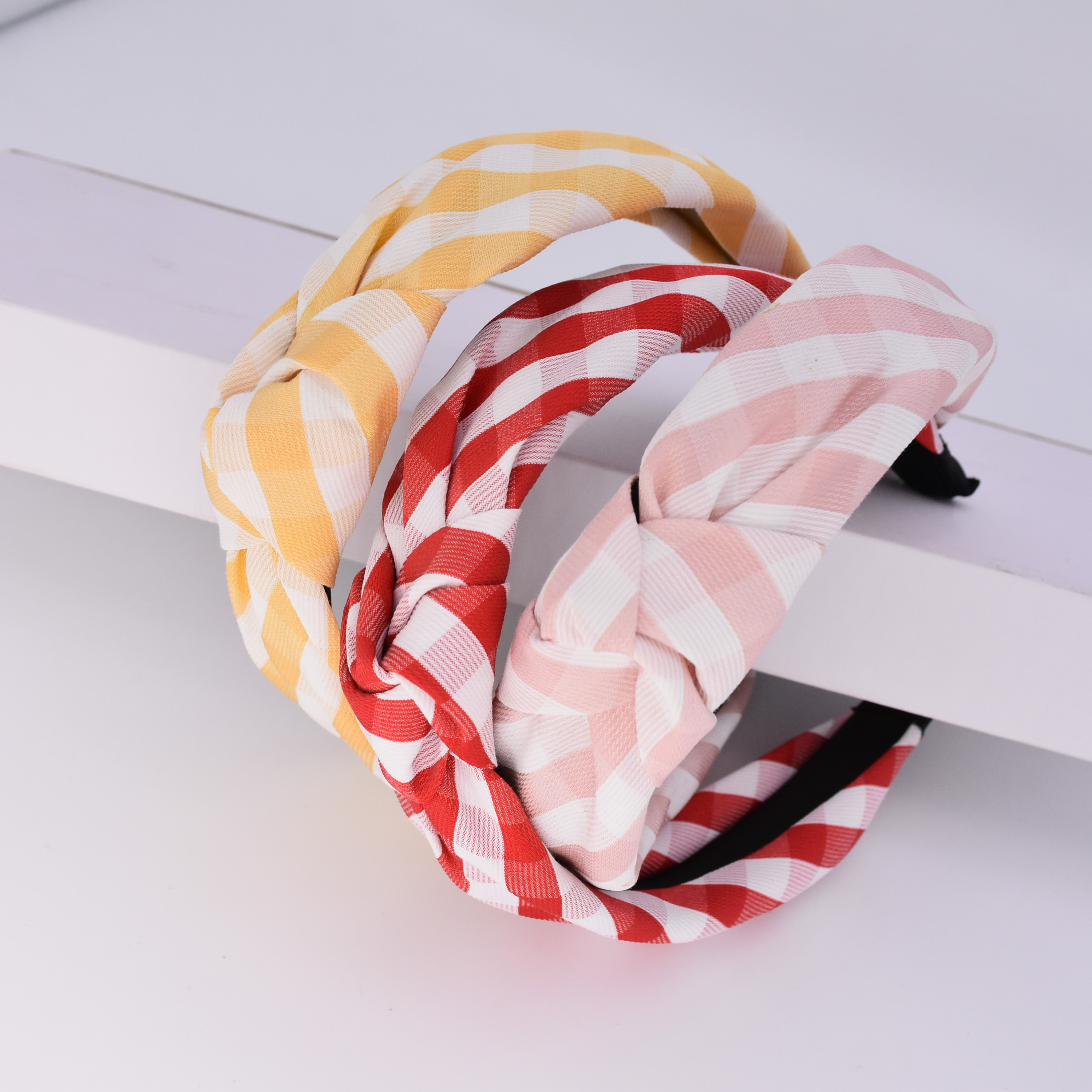 Bonbon Coloré fait main Plaid noeud Bandeau de Luxe accessoires de cheveux bandeau