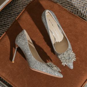 Zapatos de Tacón Alto con Pedrería Francesa, Tacón de Aguja, Satén de Seda, Estilo Fénix, Sexy, Elegantes, Antideslizantes para Invierno, Siempre a la Moda - Product Image 3