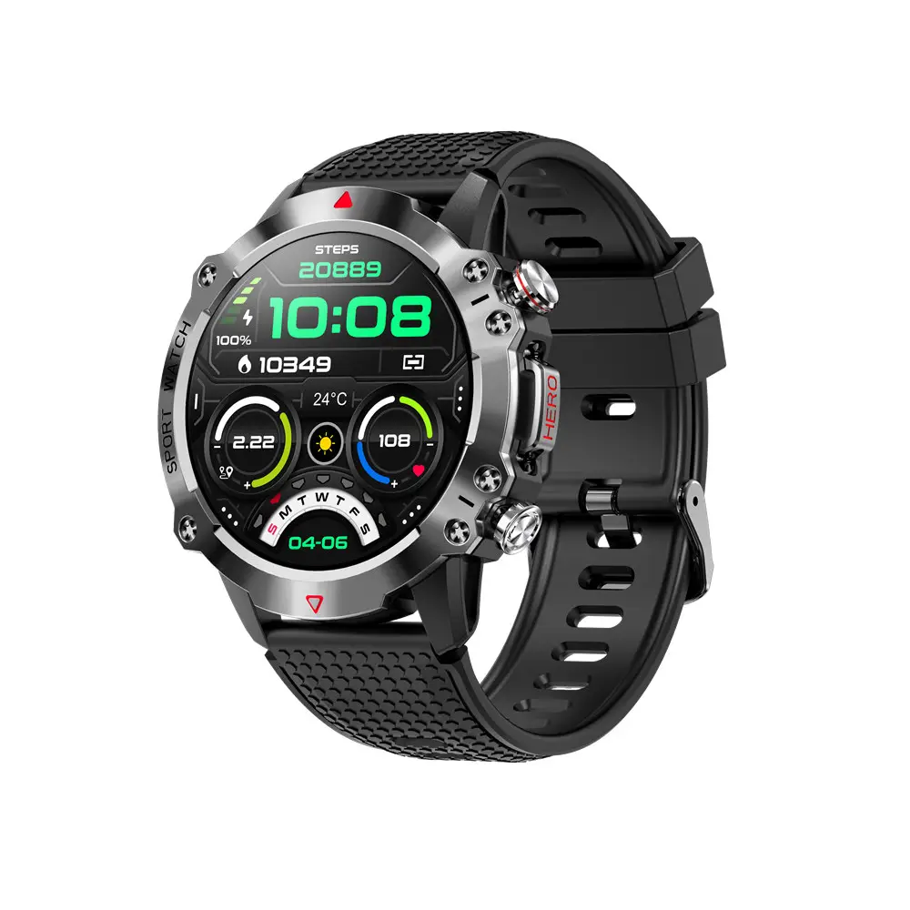 2024 Newest Men Smart Watch KR10 Outdoor Touch Screen Sport Smartwatch 450mAh Long Battery Life Fitness Tracker Smart Watch