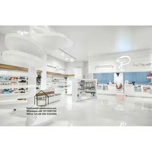 Soporte de exhibición de cosméticos de tienda de farmacia moderno personalizado diseño de muebles de farmacia