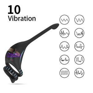 Anneau vibrant double avec télécommande APP, anneau de blocage de sperme à double stimulation, jouets sexuels anaux pour couples, masturbateur, machine sexuelle, godemiché vibrant - Product Image 4